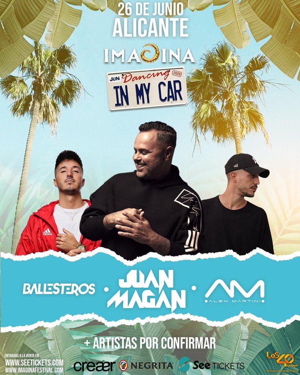 territoriAPunt's tweet photo. La ciutat d’Alacant acollirà els dies 26 i 27 de juny l'@imaginafestiva2 Dancing in my car, el primer festival itinerant de música des del cotxe, amb @JuanMagan com a cap de cartell i amb les actuacions dels selectors @DJBallesteros_ i @YoAlexMartini. https://t.co/TYWBJtbI09