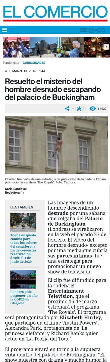 whaaand's tweet photo. Esta circulando un video de un supuesto "niño" escapando del palacio de #Buckinham   pero es #fake el video es de hace 5 años! Es una estrategia publicitaria para la serie #TheRoyals en 2015  #FakeNews #BuckinghamPalace #Buckingham  #GeorgeFloyd #Buckingham #Theydontcareaboutus https://t.co/pvw14H8wlU