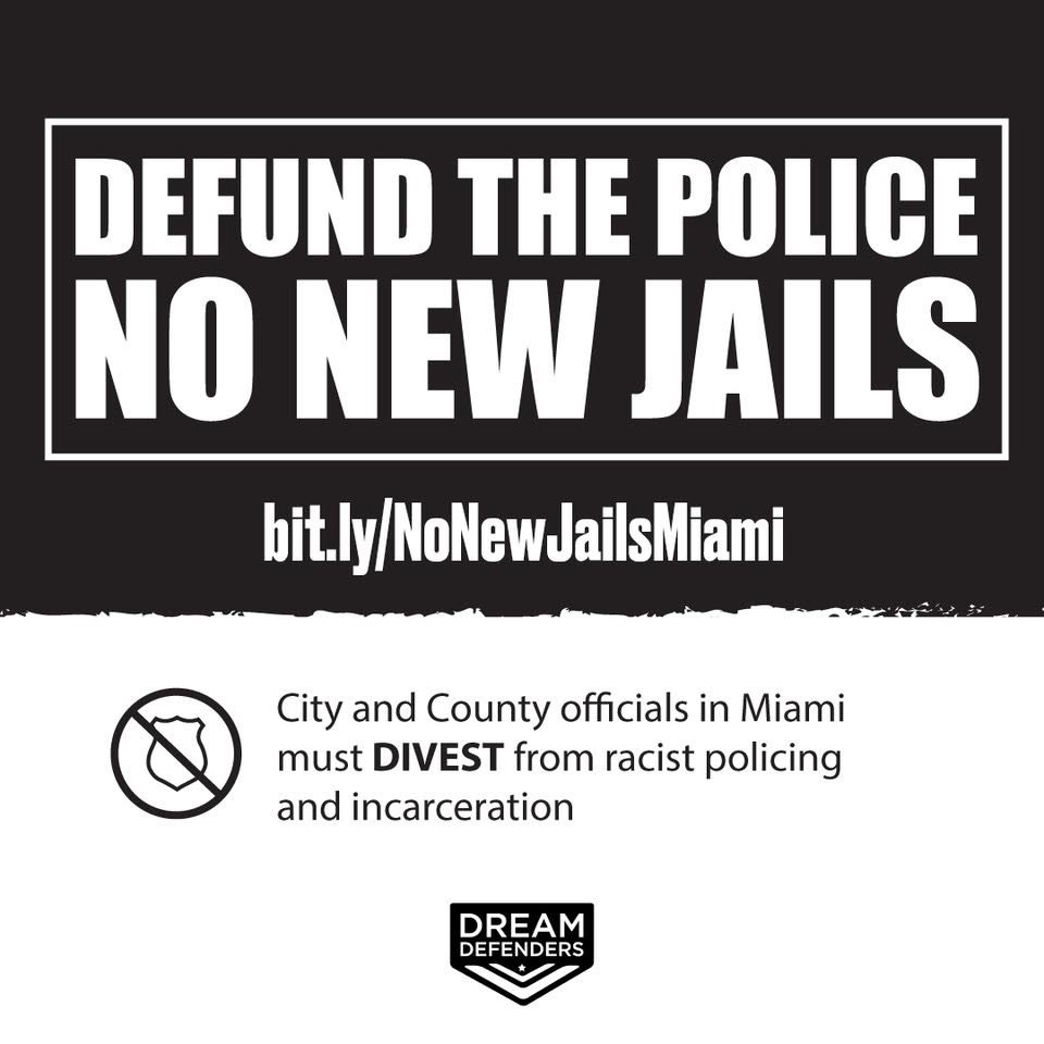 TOMORROW: Miami County Commissioners are meeting and on their agenda is a proposal for a new $400 MILLION jail, if you’re not down with that be sure to sign this email to commissioners saying not one more dime for racist police &amp; jails killing our people: bit.ly/NoNewJailsMiami