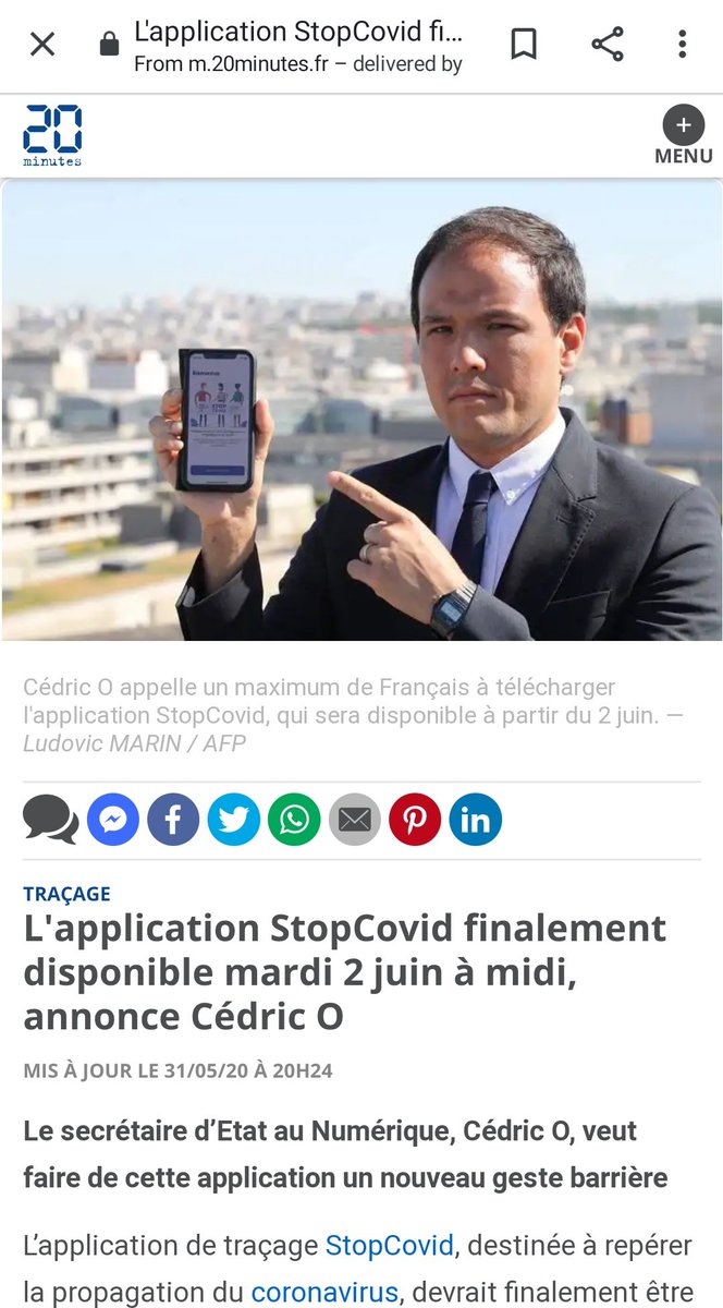 Well, well, well, I thought the UK would get there first. Tomorrow at midday you can download France's contact tracing app. Is it any good? Is it any use? I don't know.