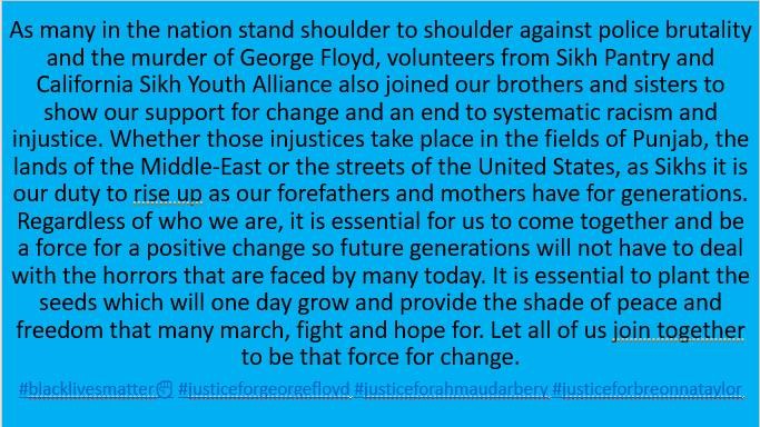 SikhPantry's tweet photo. #blacklivesmatter✊🏽 #justiceforgeorgefloyd #justiceforahmaudarbery #justiceforbreonnataylor https://t.co/olXusXDeqg