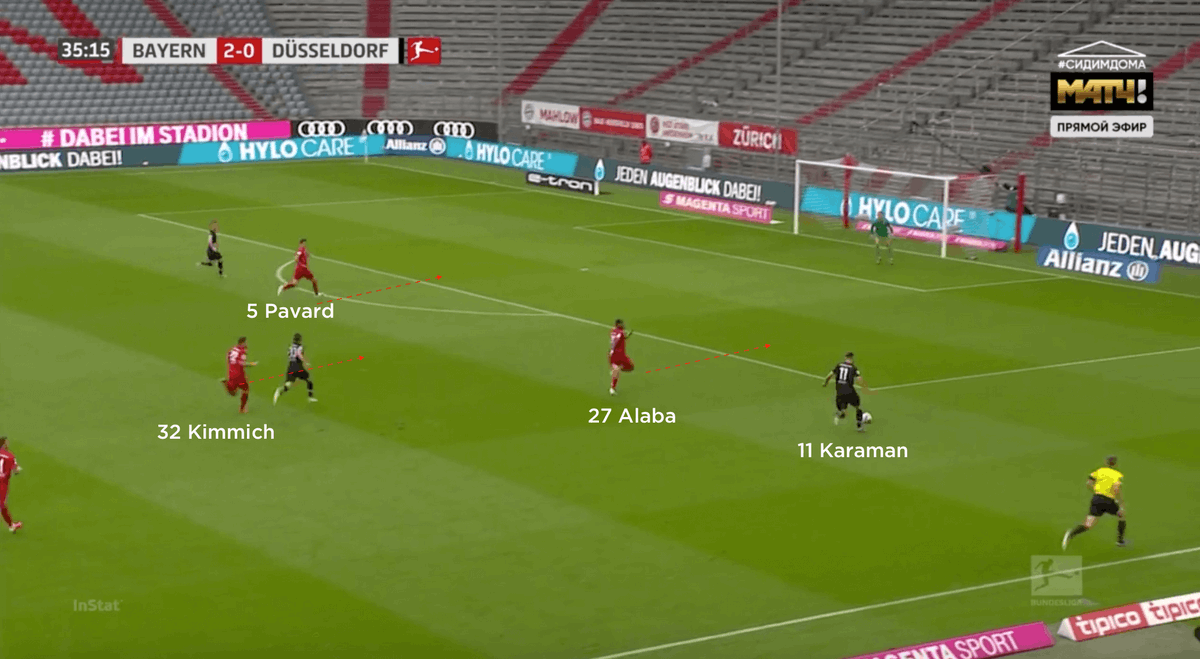 CoachesVoice's tweet photo. Düsseldorf often attempted to attack on the counter, but Bayern’s counter-press, recovery runs and management of transitions frustrated them #FCBF95 https://t.co/9yNTX0xC0s