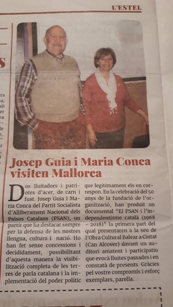 deleslletres's tweet photo. Sí Maria Conca i @JosepGuia, sí, la bona gent de l'Estel dels Països Catalans també us estimen molt! https://t.co/nvhuFTGz7y