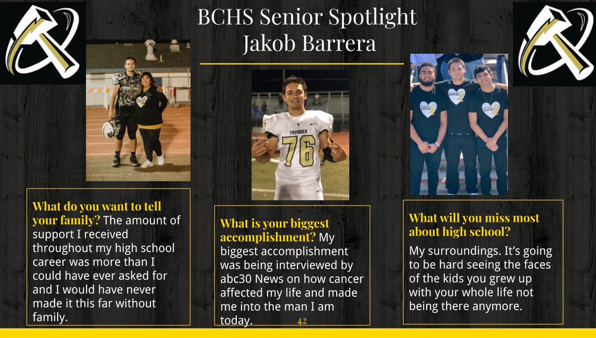 Congratulations to Jakob Barrera! Thank you for showing P.R.I.D.E at  BC! We wish you the best! ⚡️🎓#BuhachPride #SeniorSpotlight2020