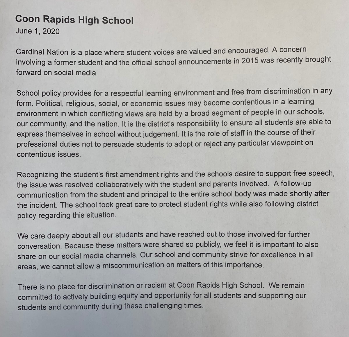 Coon Rapids HS tweet media