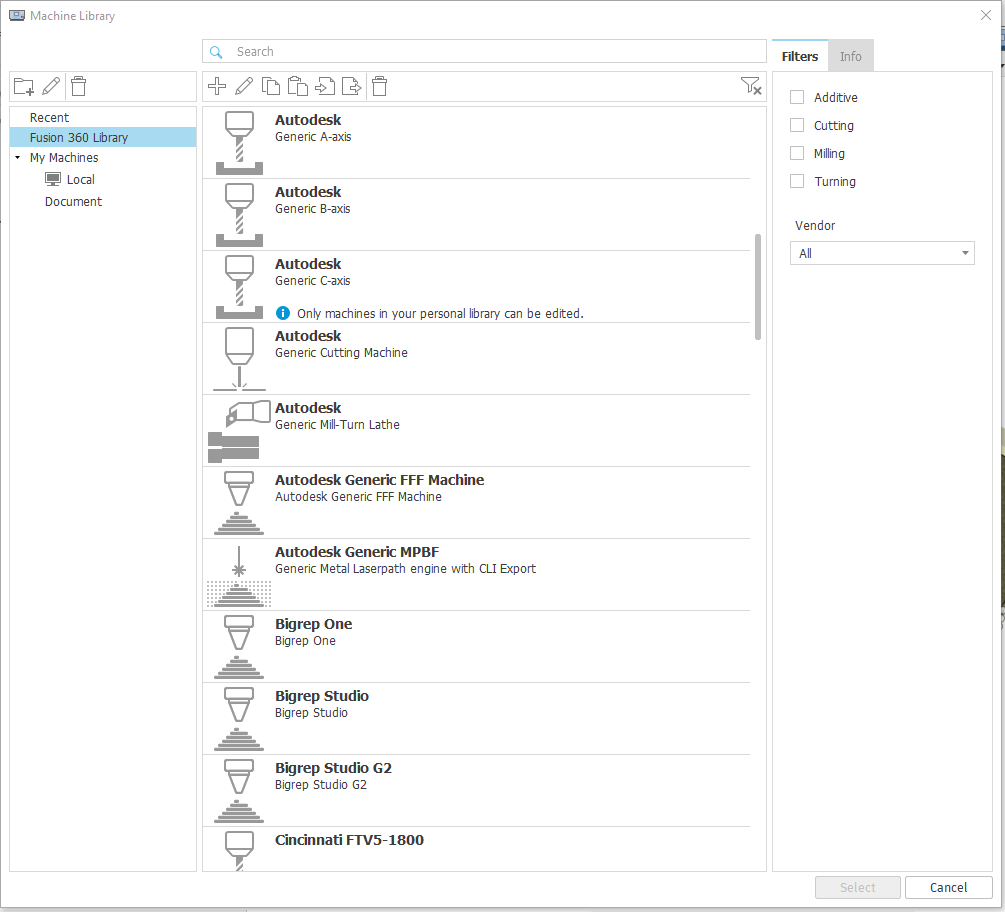 EricRoades's tweet photo. @BillieRubenMake Just ran across this while doing some training in Fusion360, and it reminded me of your post.  These are the icons that Autodesk is using to distinguish different manufacturing types. https://t.co/CdvMHP9lHP
