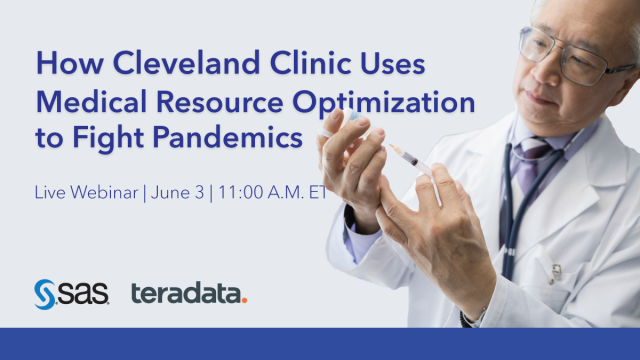 mlambrecht's tweet photo. Hear from @doc_hixson of @ClevelandClinic as he shares with @stevens_sas how he and his team rapidly developed new analytic models for the #COVID19 crisis @Teradata #SASHLS https://t.co/tM6ZfSxQeC https://t.co/TsLcUbAocA