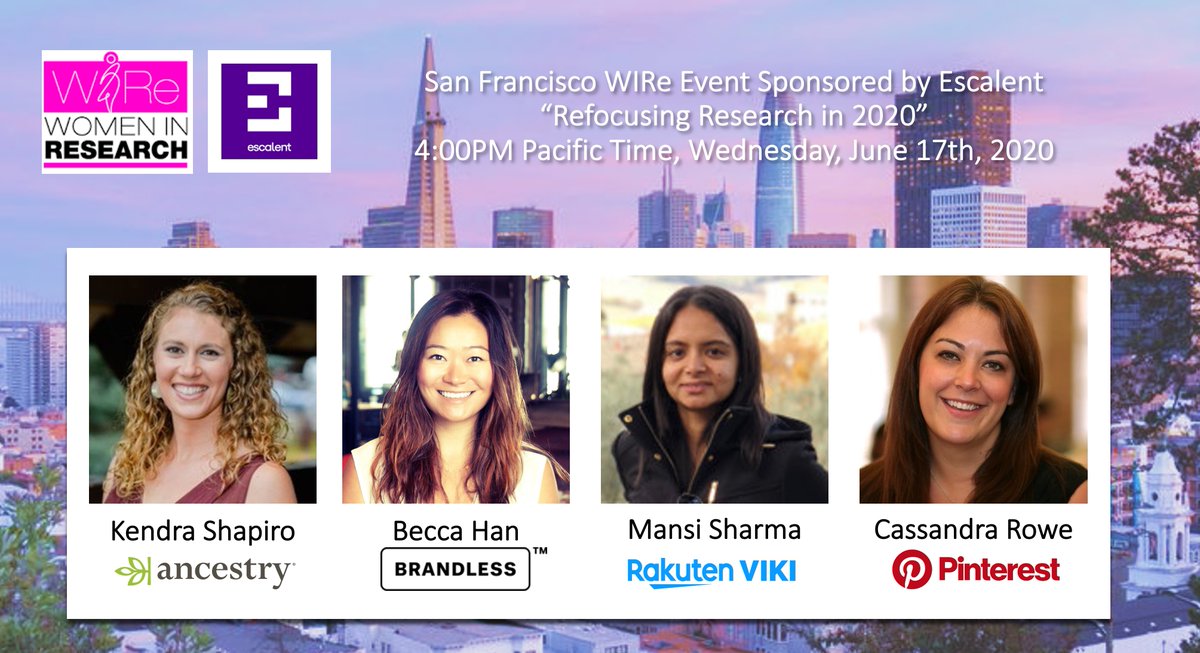 DynaBoen1's tweet photo. Good news, @thinkescalent is sponsoring the San Francisco @WomenInResearch event AND we've moved it to Zoom, so any WIRe members can participate.  Register here: https://t.co/q9NnYtPJEx https://t.co/3R7yDshM62