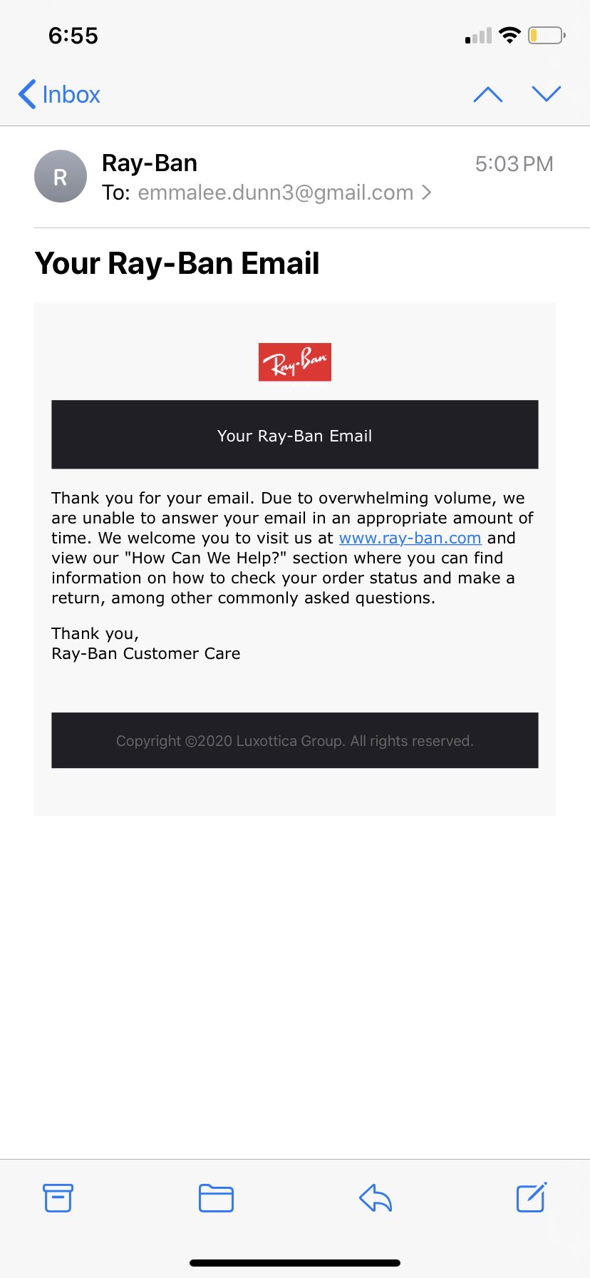 Aprender acerca 41+ imagen ray ban customer service email