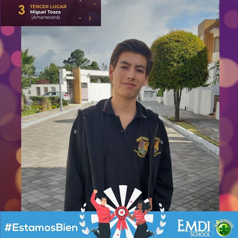 EMDISchool's tweet photo. Nuestro alumno Miguel Toaza - Ganador del 3er Lugar con su aporte (Amanecerá) del Concurso Fotocuento Cuarentena y Cotidianidad organizado por @comuide @UIDE para estudiantes de tercero de bachillerato. #SomosEMDI #JuntosPodemos #QuedateEnCasa #EMDISchool https://t.co/l8jIh3wtyA