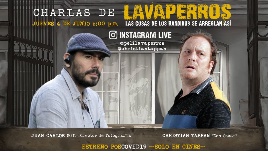 Pa' la próxima cita en #CharlasLAVAPERROS en el Instagram Live de <a href="/christiantappan/">Christian Tappan</a> y <a href="/pelilavaperros/">Lavaperros</a>, podés conocer al Director de Fotografía <a href="/JuancarlosgilDP/">JUAN CARLOS GIL</a> 
#ComboLAVAPERROS #Tuluá #Cali #ValledelCauca #TodosSomosLAVAPERROS #MalosBandidos #cinecolocal #64AaFilms#CineColombiano