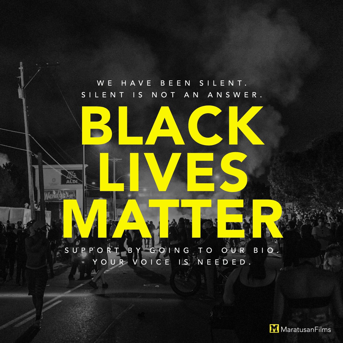 maratusanfilms's tweet photo. We have been silent. Silent is not an answer.

We would like to ask you to join us in the fight against systematic racism and police brutality against not only black americans, but the black population all over the world.

Read more : https://t.co/5z3JS5u14R https://t.co/erBqRTET7e