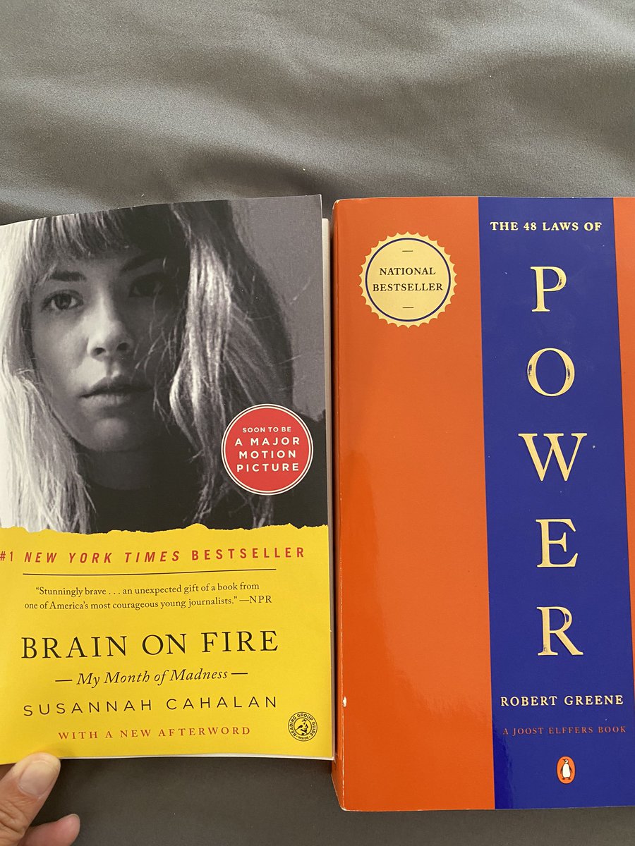 RoseanneyLiu's tweet photo. @doubledaybooks Brain on Fire by @scahalan and 48 Laws of Power by @RobertGreene https://t.co/ev5YBdg1NM
