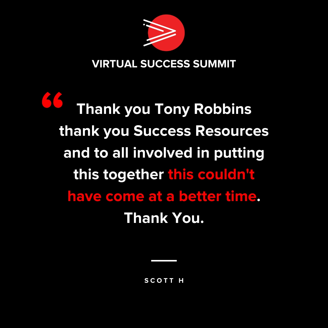 Thank you Scott H for your kind words 🙌

Be a part of the experience  watch virtual Success Summit | NOW ON DEMAND 📺 

 Watch Series 1 &amp; 2 | Click for FREE access -> bit.ly/3dyZwLq