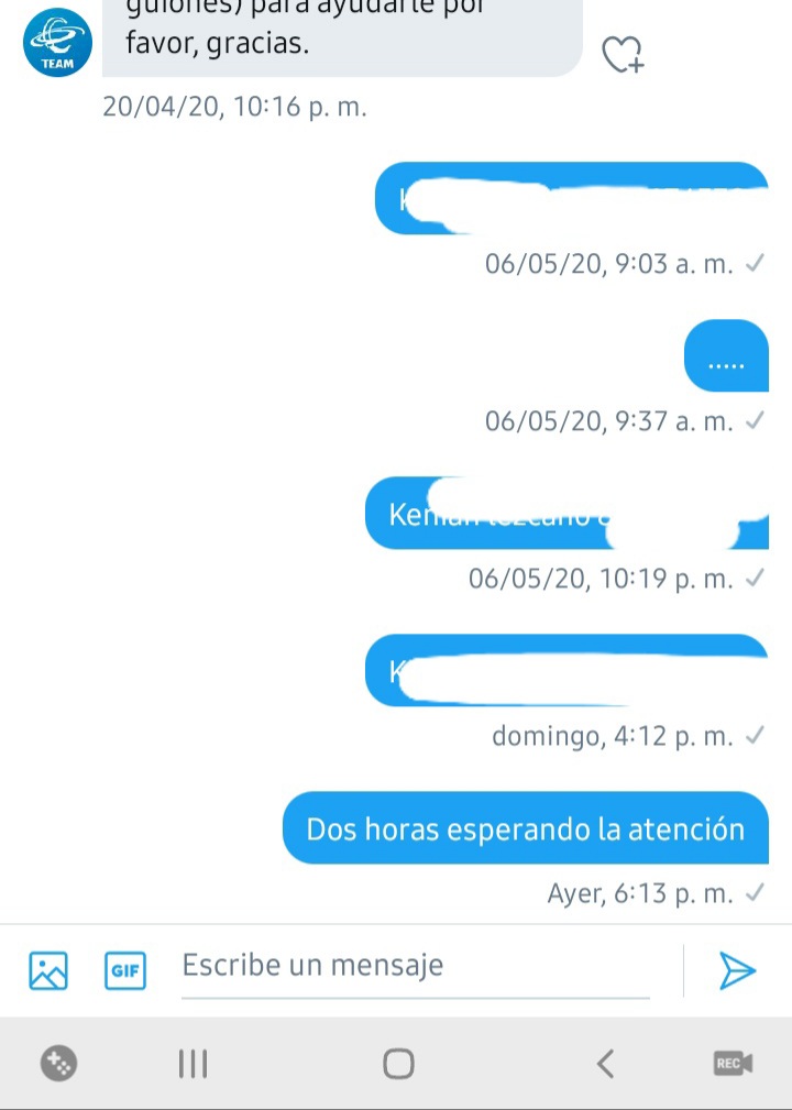 Que mala atención la verdad me mandan a escribirle al dm y así me dejan tonces otra ves hoy llego de trabajar y sin internet toda la semana anterior igual @TeamCableOnda