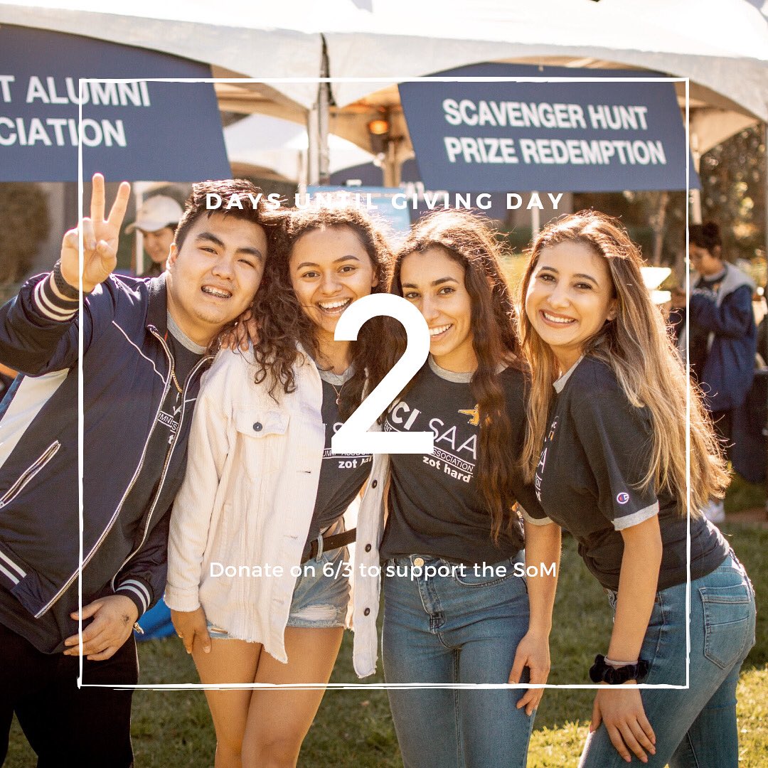 UCIMedAlum's tweet photo. 2 DAYS UNTIL GIVING DAY! The countdown is on! Please join us for Giving Day on Wednesday, 6/3.

Follow this link on 6/3 to donate:

https://t.co/kfmWg70Es9

#UCIMedAlum #UCIAlumni #UCIGivingDay #ZotZotZot https://t.co/pO5aGOMhrO