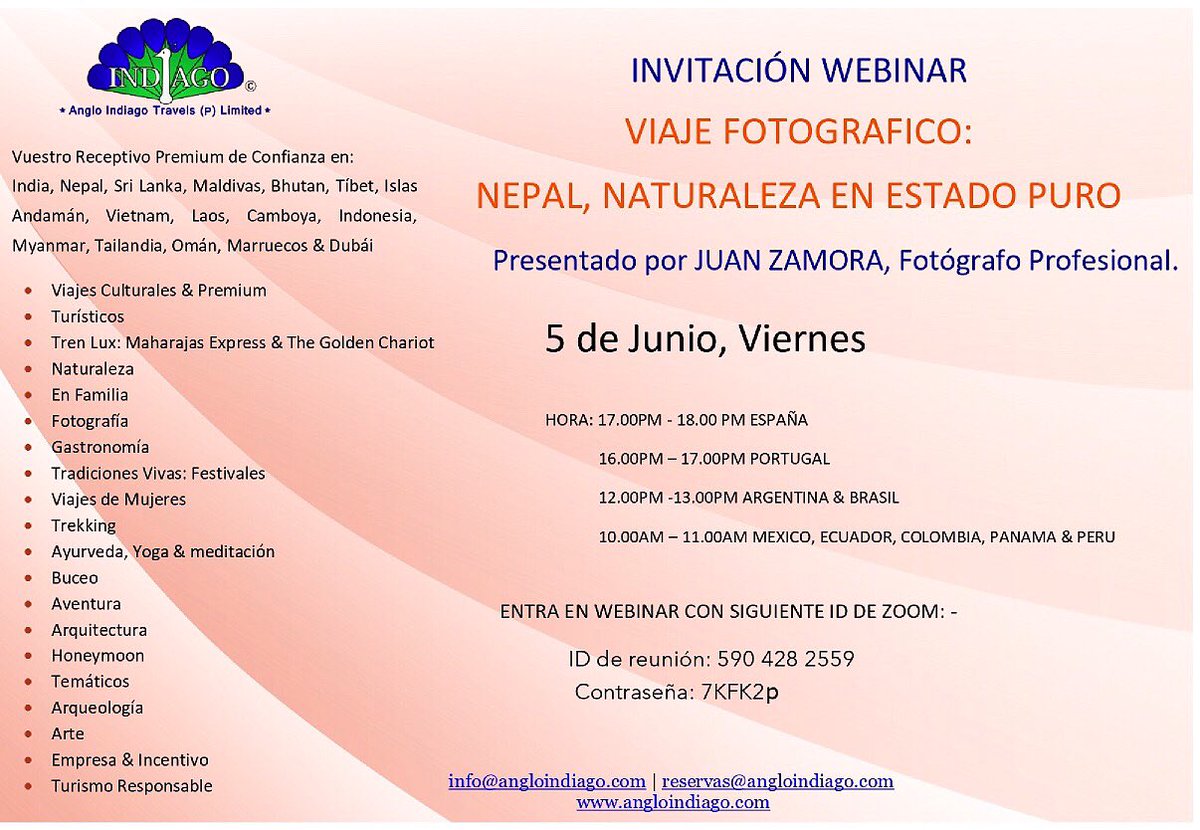 AngloIndiago's tweet image. Webinar, Viaje Fotográfico Nepal. si quiere participar solicita link. Gracias 🙏