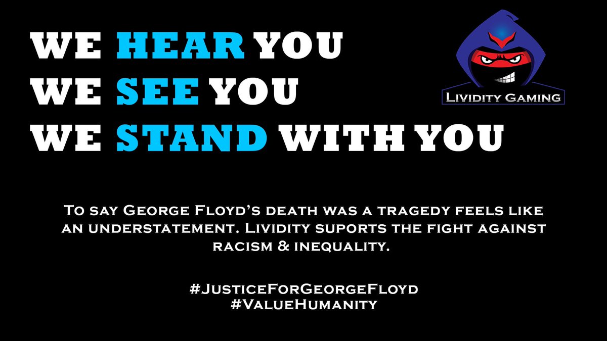 LividityLLC's tweet photo. We here at Lividity Gaming #valuehumanity &amp; stand with you. #JusticeForGeorgeFloyd https://t.co/JB7egujnEn