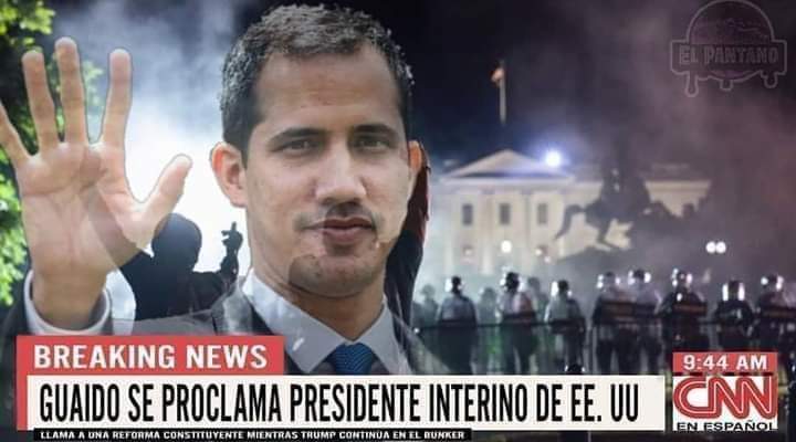 ‼️ ÚLTIMO MOMENTO ‼️

➡️ El presidente interino de #Venezuela <a href="/jguaido/">Juan Guaidó</a> luego de demostrar su gran capacidad como gobernante del país bolivariano, se auto proclama presidente interino de #EEUU 🤔🤔

<a href="/taniapsuv/">Tania Valentina Díaz</a> <a href="/NicolasMaduro/">Nicolás Maduro</a> <a href="/catherine_fulop/">Catherine Fulop</a> <a href="/ELBOMBEROCUMANE/">JOSE LUIS SALAZAR G.</a>