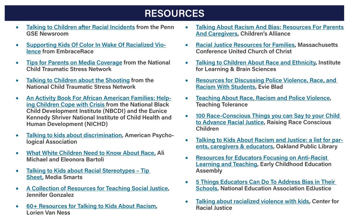 nsea_org's tweet photo. The NSEA offers these resources for parents and teachers as they talk with children about the death of George Floyd, about racism, and about acts of violence. Find the printer-friendly version here: https://t.co/BzeI3Txbh3 https://t.co/STqEgM8u8x