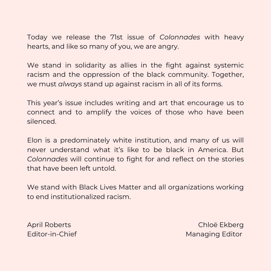 ColonnadesLAJ's tweet photo. a message from Colonnades’ editor-in-chief and managing editor https://t.co/7X61ZQGfSr