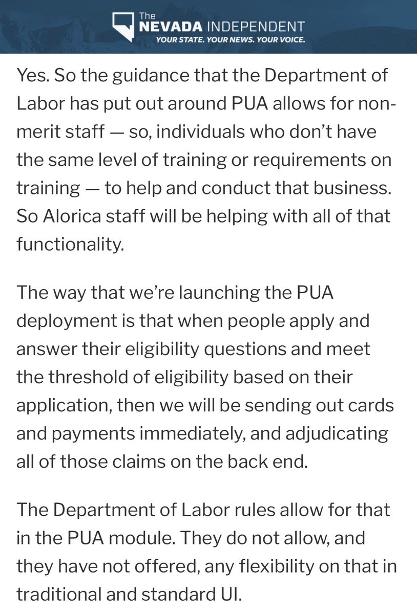 CarrierPig's tweet photo. This is at the very least massive incompetence that is putting the lives of Nevadans in danger. By DETR's own account, they should be "sending out cards and payments immediately, and adjudicating [...] on the back end." We only ask that they keep their word. #NVnotpayingPUA https://t.co/Xqhpv3M3OT