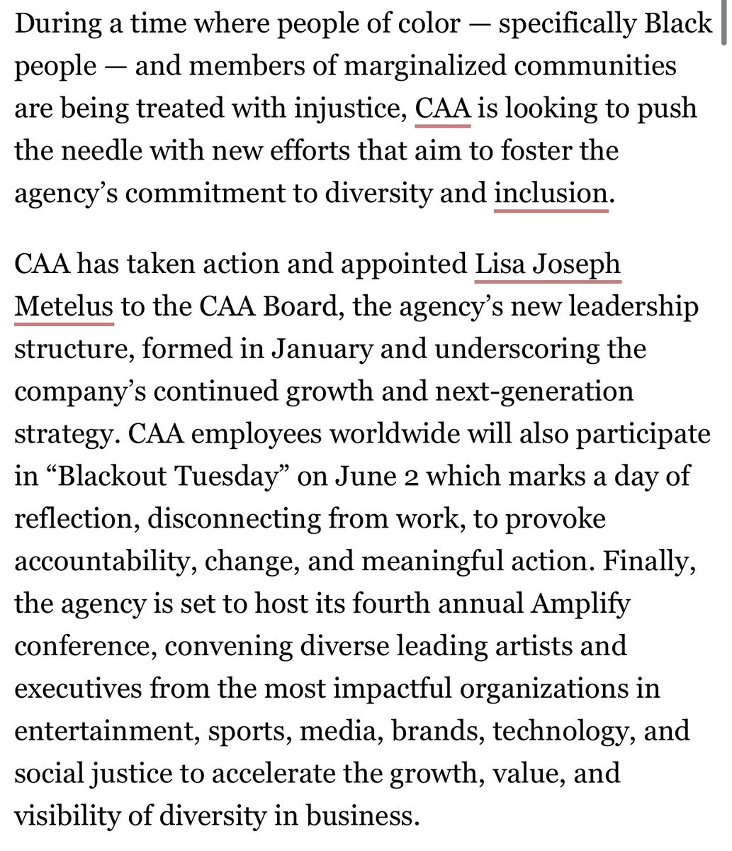 lisjoseph's tweet photo. “We have reached an inflection point for change in sports and entertainment.  The need for inclusion of black voices in senior management level positions and board rooms is necessary for the progress of our industry and many other industries with global reach. https://t.co/6hkr1cseJa