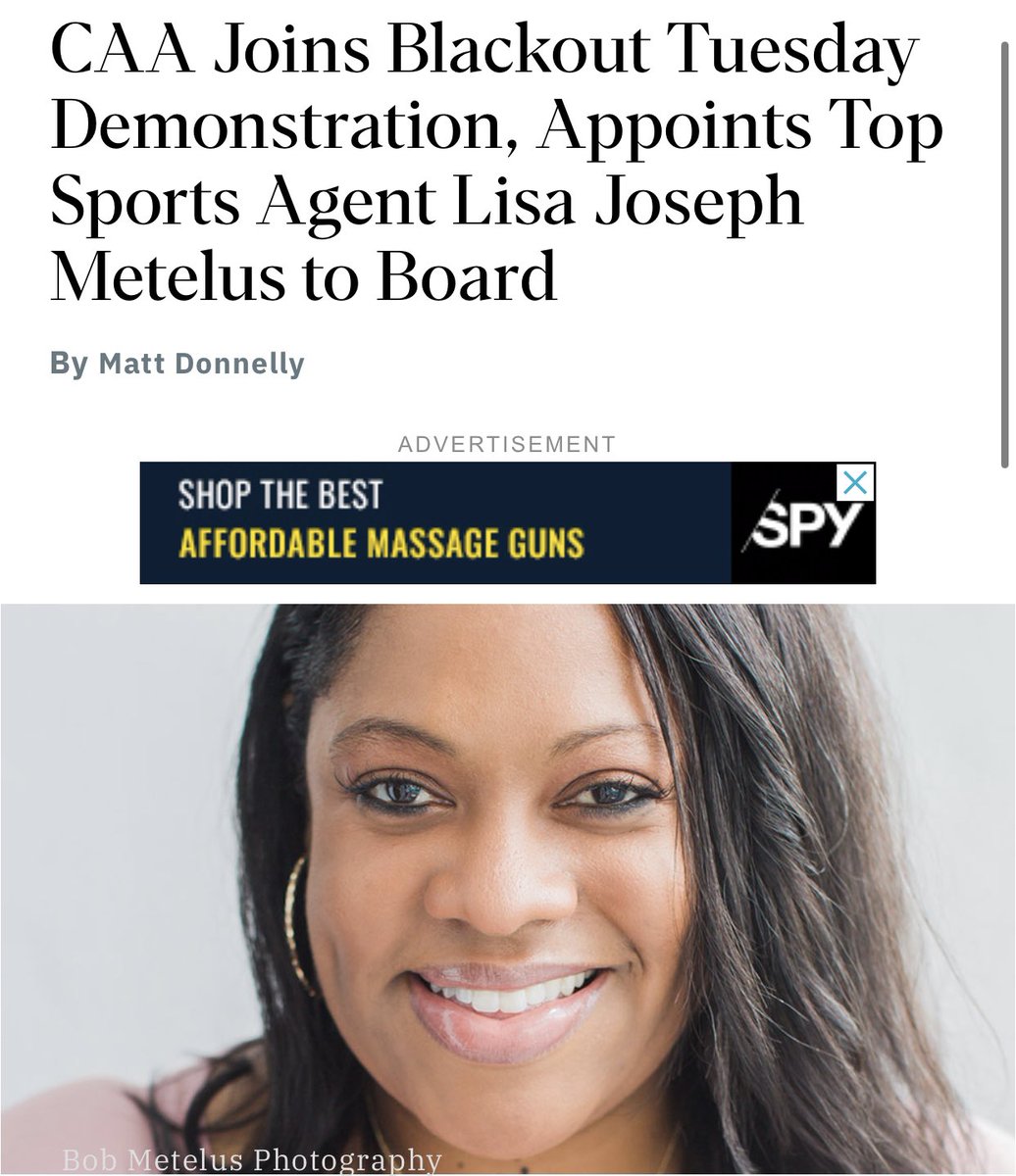 lisjoseph's tweet photo. “We have reached an inflection point for change in sports and entertainment.  The need for inclusion of black voices in senior management level positions and board rooms is necessary for the progress of our industry and many other industries with global reach. https://t.co/6hkr1cseJa