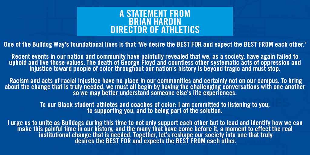 In response to current events, please see the following message from Director of Athletics, Brian Hardin.
