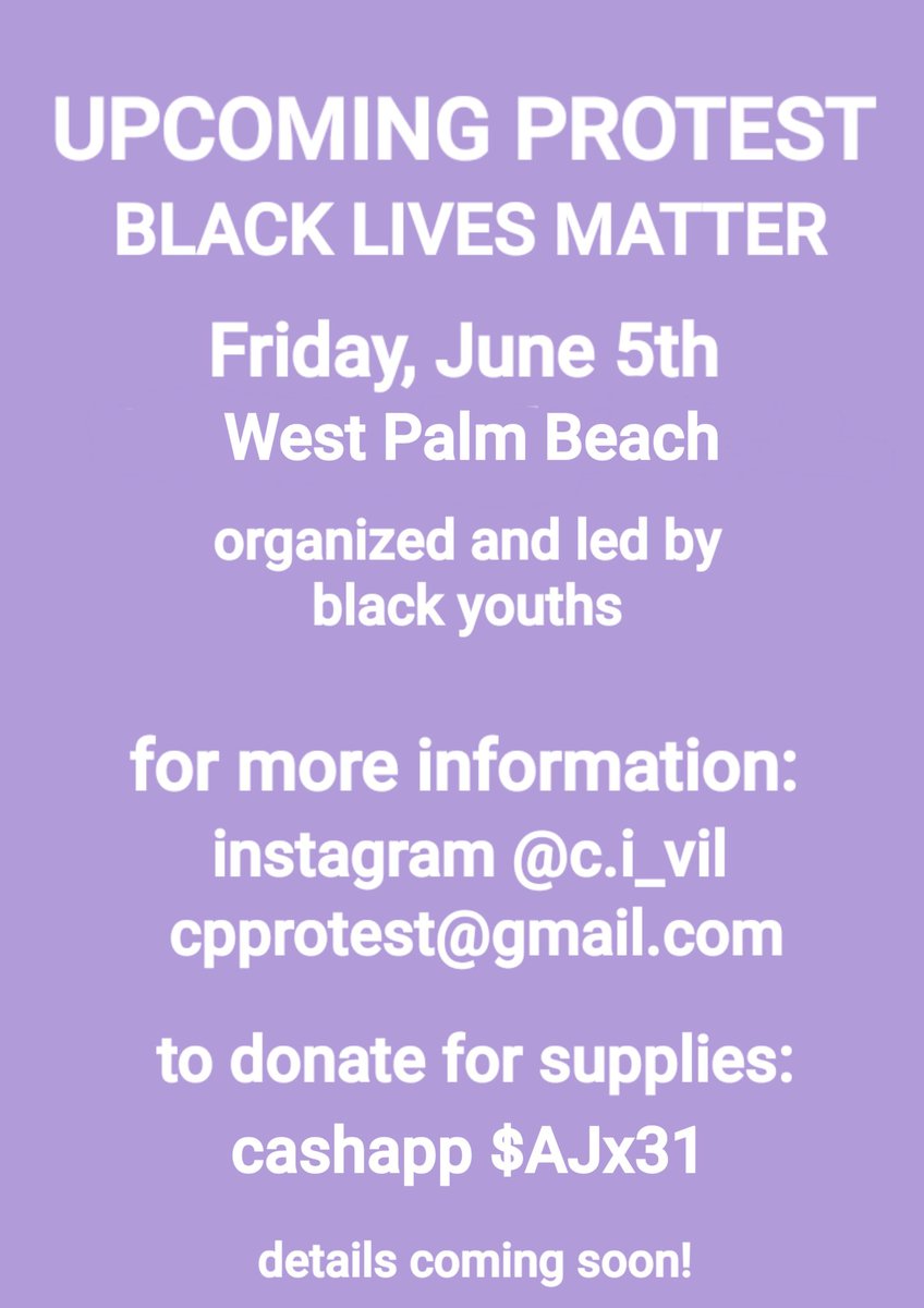 dawnofaj's tweet photo. black lives matter protest happening in west palm beach florida. ik i have no followers here but still gotta spread it. please share
#BlackLivesMatter #blm #PoliceBrutality #protest https://t.co/itwKaycr0T