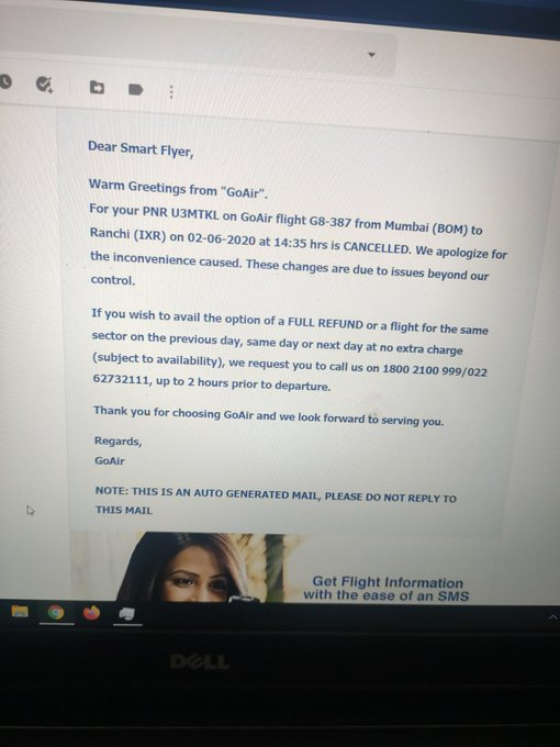 Mayank_Lal's tweet photo. @goairlinesindia 

I have been trying these numbers since Sunday. No one is picking up from your end. I want to avail FULL REFUND as stated in your email. PNR-U3MTKL. Kindly, put it into process. https://t.co/ACEGr2LgzK