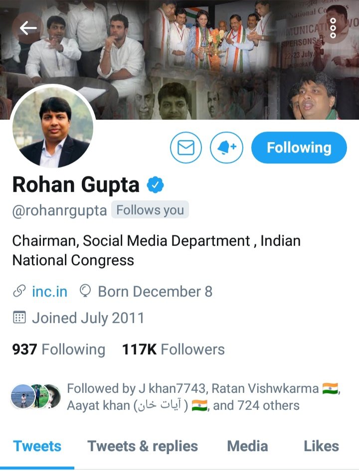 Mosarra30650416's tweet image. I thank you from the bottom of my heart to Chairman, Social Media Department Shri @rohanrgupta Sir for follow me back. I'm proud of your hardWork &amp;amp; dedication.Stand with you always. Take a bow, Sir!🙏🇮🇳💞

#withcongress #WithCongress 

@DrArchanaINC @LambaAlka @RuchiraC @IYCVG