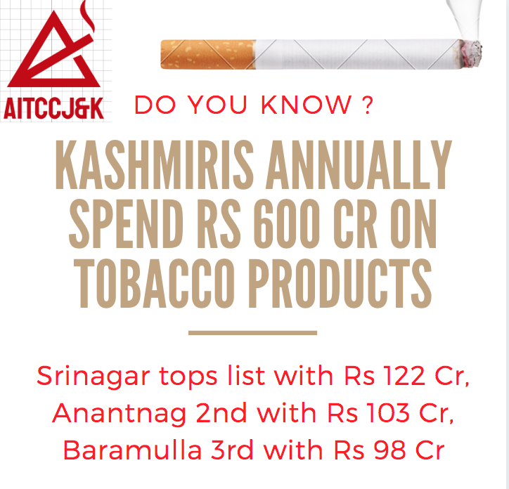 AITCCJK's tweet photo. Stop illicit trade and consumption of cigarettes in J&amp;K.

Project Anti-illicit T&amp;C of Cigarette in J&amp;K. 

AITCCJ&amp;K. https://t.co/CLe9feAcMI