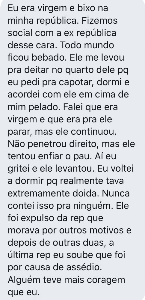 exposedop1's tweet photo. Relatos de república... Nao se calem!! Estamos juntas e espero que todas que falaram conosco se sintam mais aliviadas. https://t.co/aJuC12BGHO
