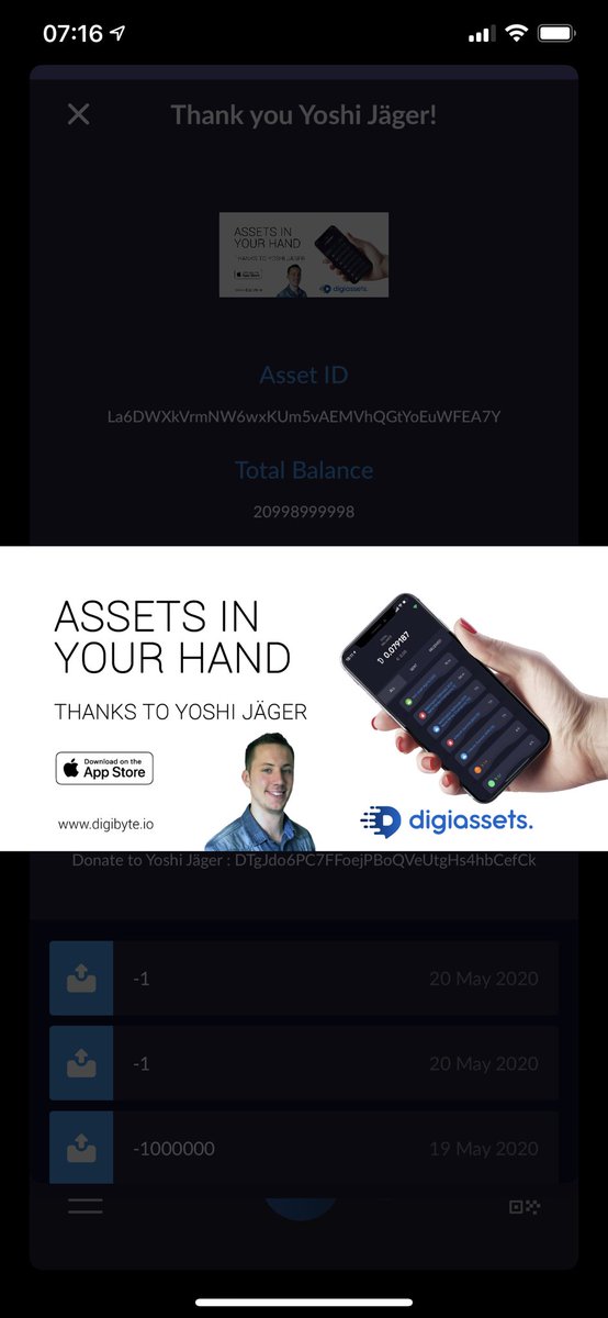 NigelDigiByte's tweet photo. #DigiAssets is now LIVE on TestFlight! Download it here: https://t.co/hJrLImBTxG I have created an asset to thank @YoshiJaeger for all his efforts. Post your recieve address down below. It contains his donation address in the description of the asset. #DGB $DGB #DigiByte https://t.co/xTr7pyv2y0