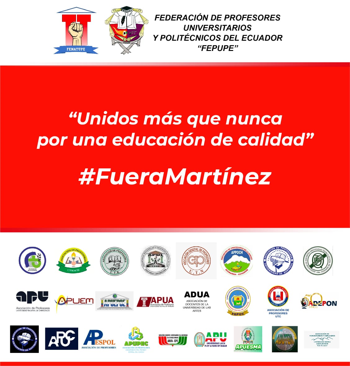 La universidad es un derecho no un privilegio <a href="/FEPUPE_ec/">FEPUPEcuador</a> <a href="/ces_ec/">CES</a> <a href="/Lenin/">Lenín Moreno</a> #FueraMartinez #NoAlRecorte