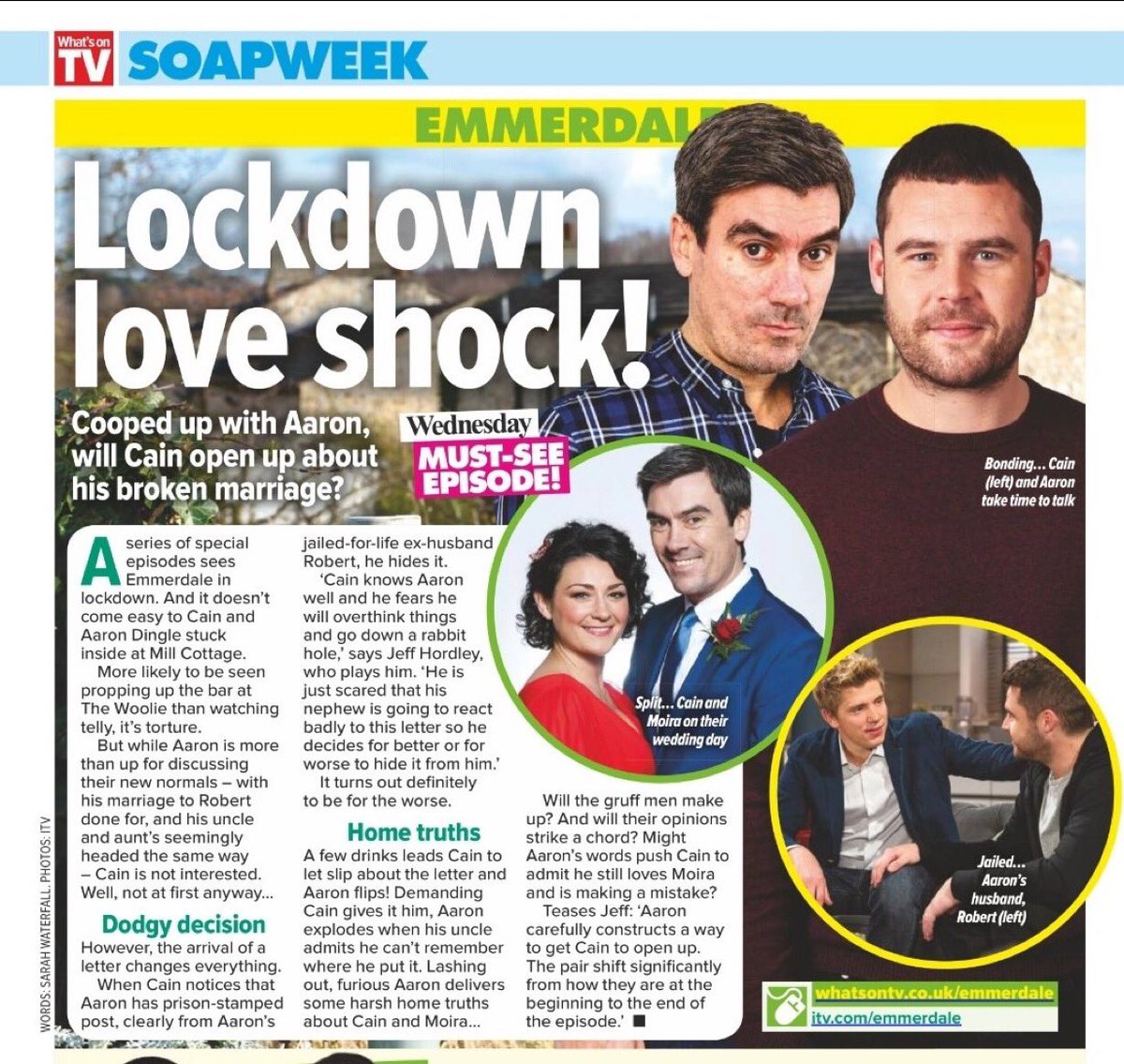 RobronDryanPage's tweet photo. Lockdown love shock! Cooped up with Aaron, will Cain open up about his marriage? What’s On Tv https://t.co/9XXSFDU1Pi