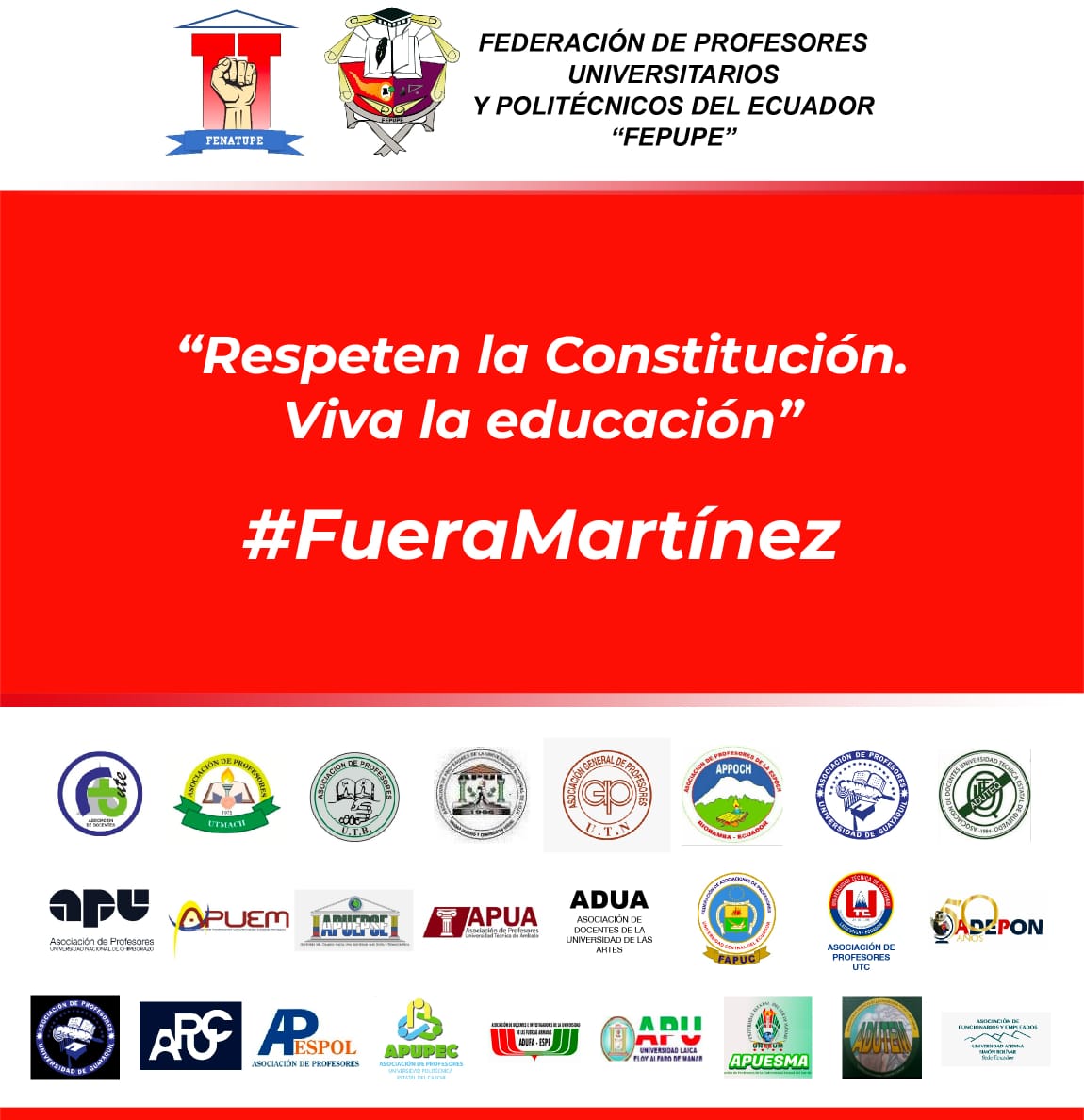 La universidad es un derecho no un privilegio <a href="/FEPUPE_ec/">FEPUPEcuador</a> <a href="/ces_ec/">CES</a> <a href="/Lenin/">Lenín Moreno</a> #FueraMartinez #NoAlRecorte