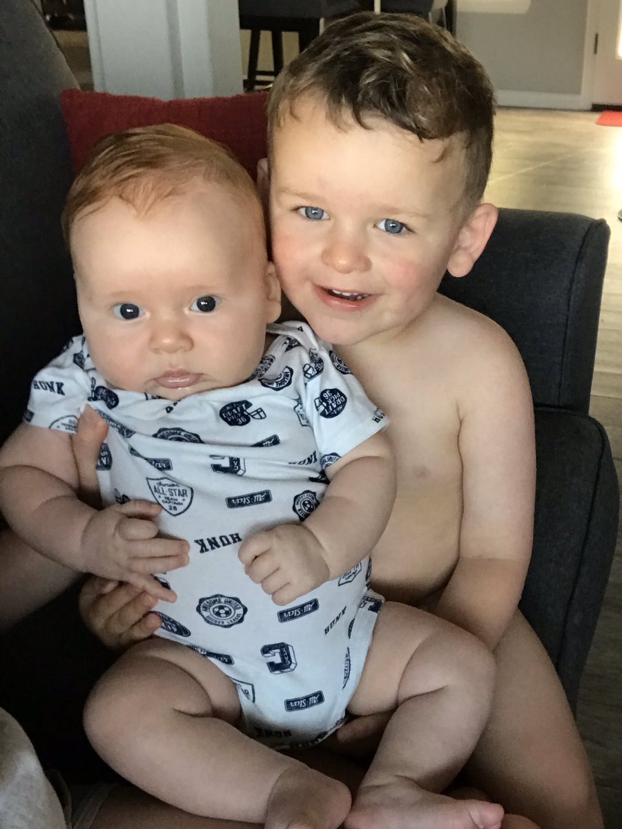 SadieMarie21's tweet photo. If that last pic ain’t a toddlers version of a “you’re my little brother” noogie, I don’t know what is. 🥺♥️ https://t.co/Mknx5HAC2X
