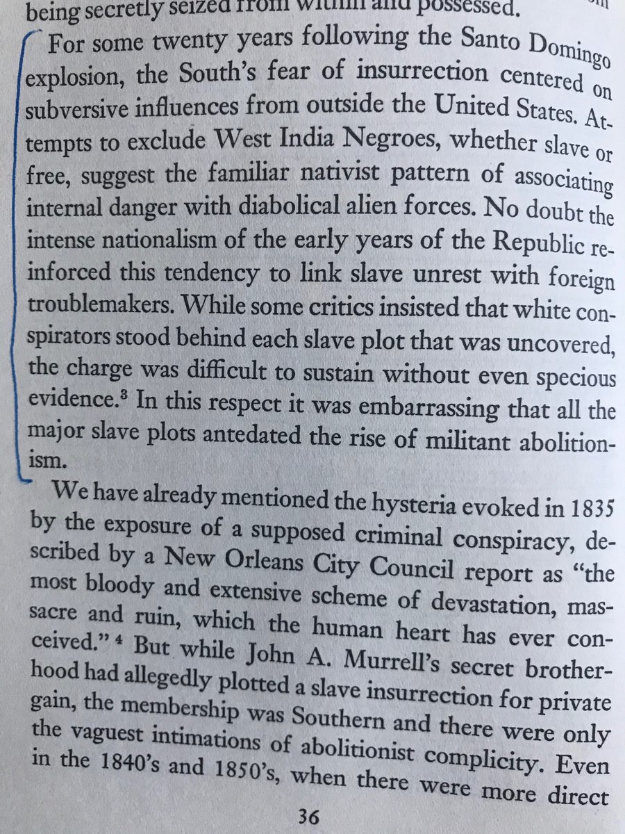 Abolitionists were the most commonly accused “conspirators” lurking behind the Antebellum slave uprisings. Again, because slave owners couldn't conceive that slaves could organize a rebellion on their own, they assumed that abolitionists must have been pulling all the strings.