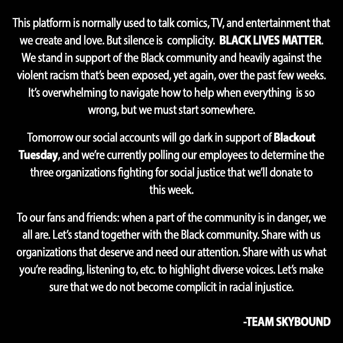 SkyboundBooks's tweet photo. We stand together. https://t.co/VYV95AMnK9