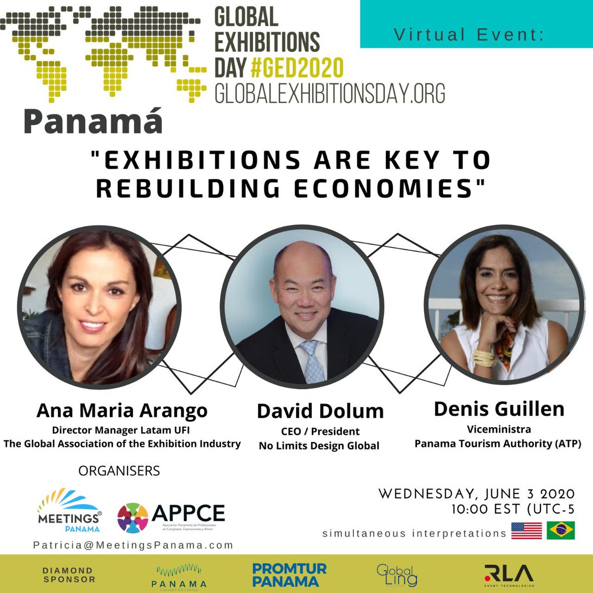 meetingspanama's tweet photo. #vocesdelaindustria #Panama #ged2020 con @ExpoEventosPma que se unen a la gran celebración #GLOBALEXHIBITIONDAY2020
Unete al evento que tenemos este 3 de junio a las 10 am horas 🇵🇦
enviar correo para suscripción a patricia@meetingspanama.com  @promtur_panama @ICCAWorld  @UFILive https://t.co/Gi5sNGfDkK