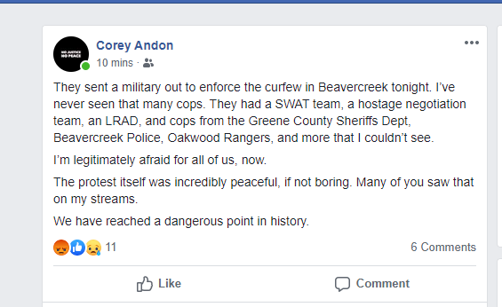 JusticeJCBLMcp's tweet photo. From a protester today
#beavercreek #beavercreekprotests #dayton #daytonprotests #icantbreathe #JohnCrawford #itsnotreal https://t.co/Cpa4sTdDgx
