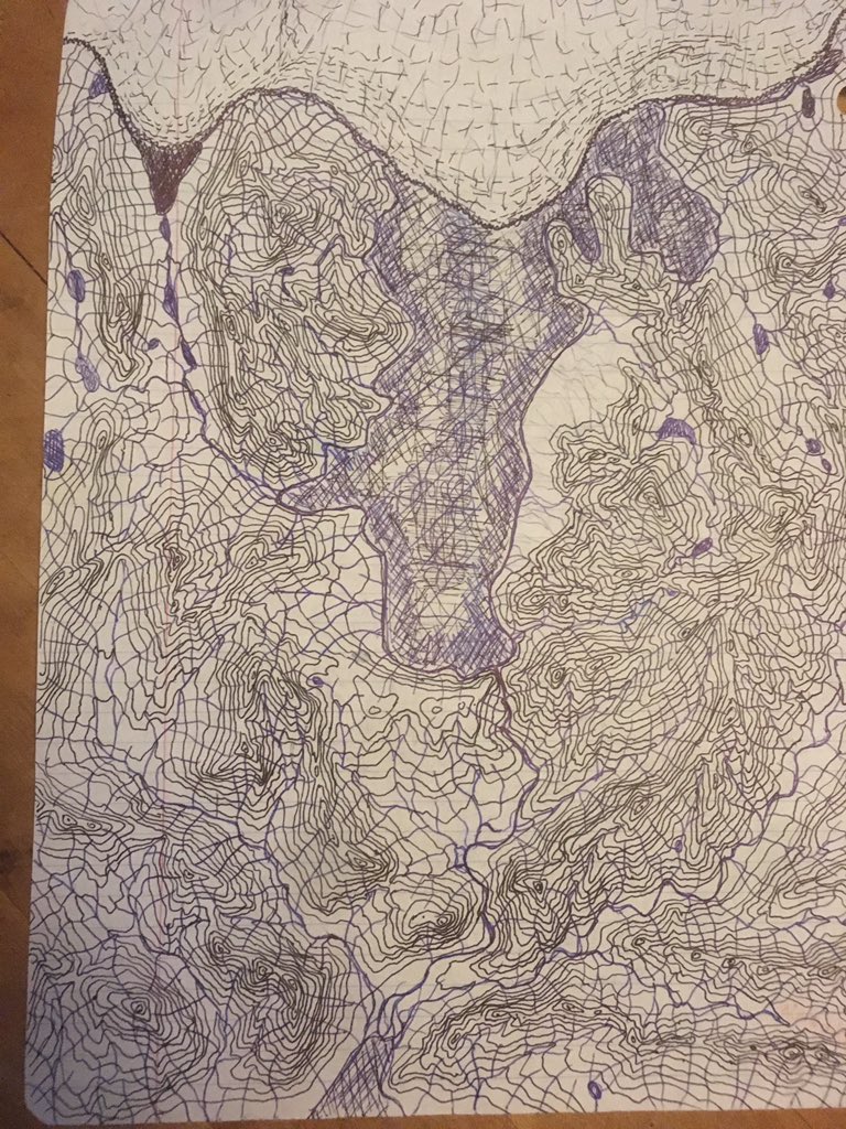 I know things are overwhelming and weird and awful but I found a few more of my old topo map doodles.