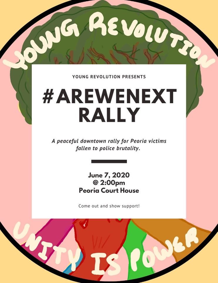 THIS SUNDAY Young Revolution will be hosting a #AreWeNextRally! Here we will honor Peoria victims to brutality. Families of victims will be speaking, please come support & be sure to spread some love!!!!💜
Wear a mask
THIS IS A BLACKOUT! #YoungRevolution