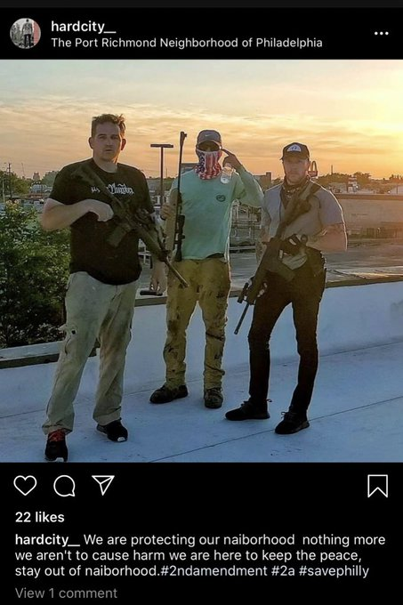 JackPosobiec's tweet photo. Fishtown area of Philadelphia which saw heavy looting yesterday appears to have set up a neighborhood protection group https://t.co/pjzy7Pt2Ng