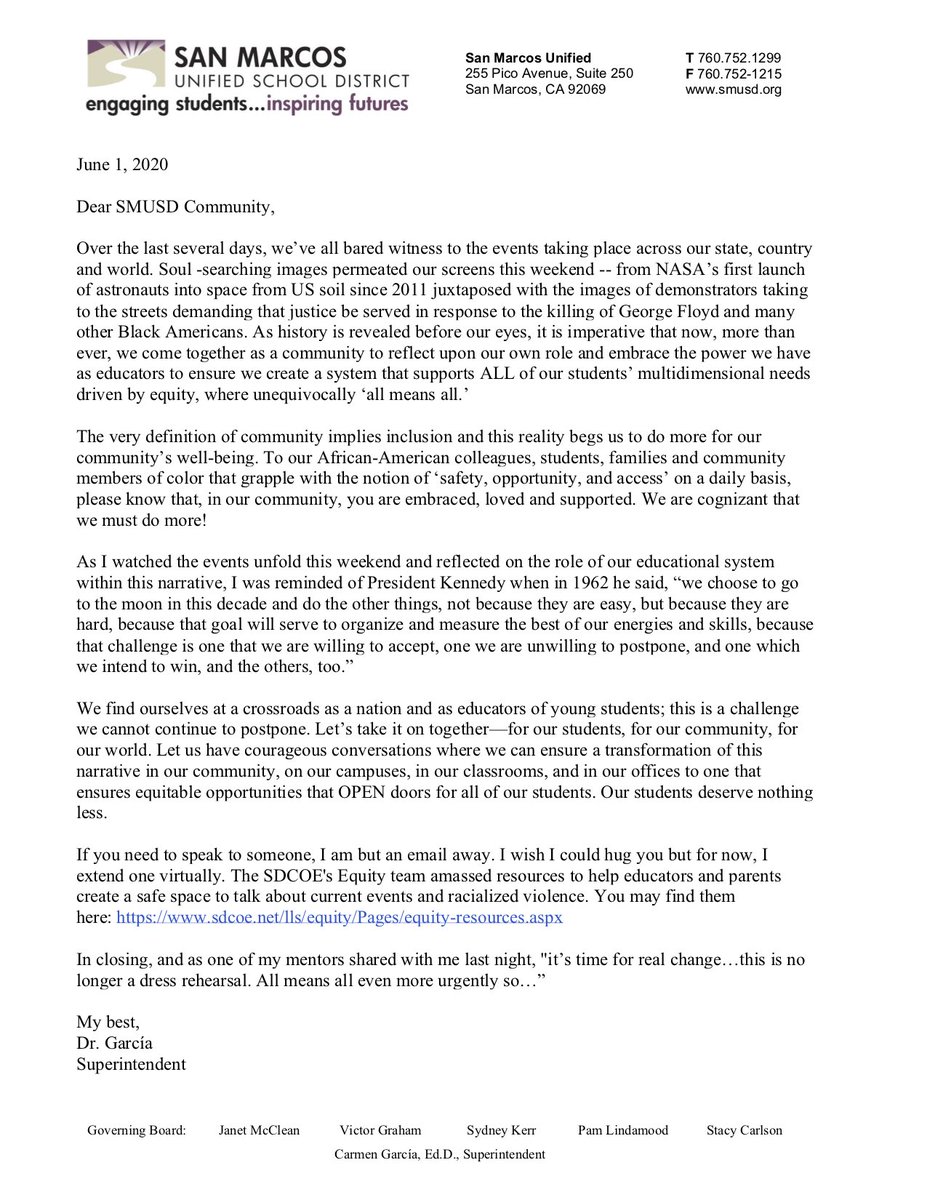 An important message to our SMUSD Community.