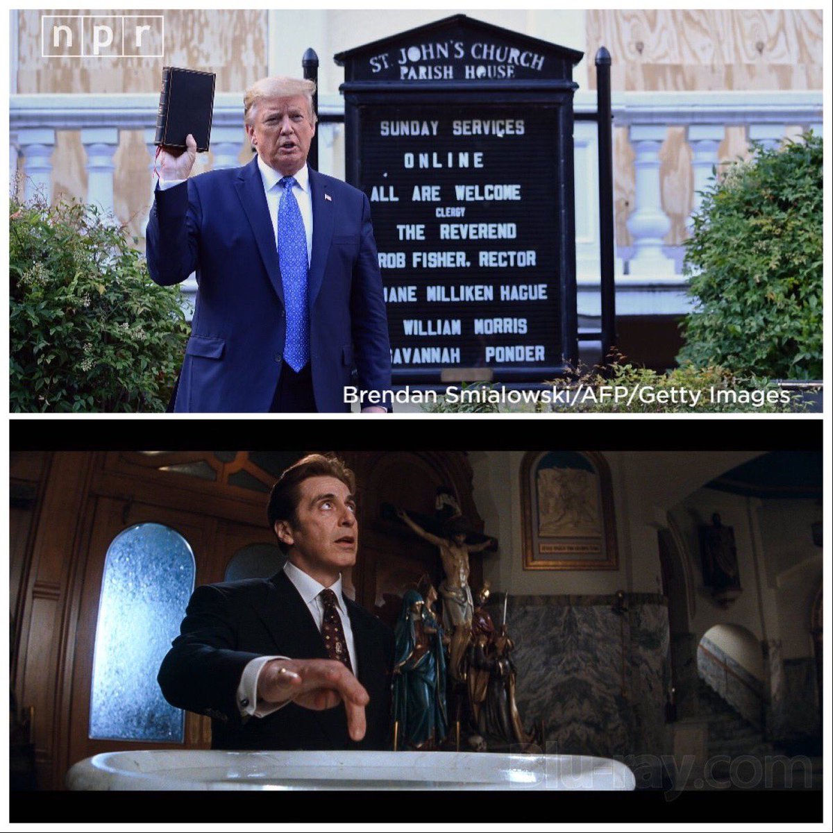 JudsonAmy's tweet photo. Anyone else make the same comparison? #TrumpIsANationalDisgrace #Pandering #2Corinthians https://t.co/xGRLuUeuuN
