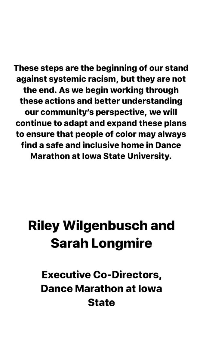 ISUDM's tweet photo. Dance Marathon at Iowa State stands with all people of color in times of crisis, and beyond. Please read our statement below. https://t.co/kH00gisjDF