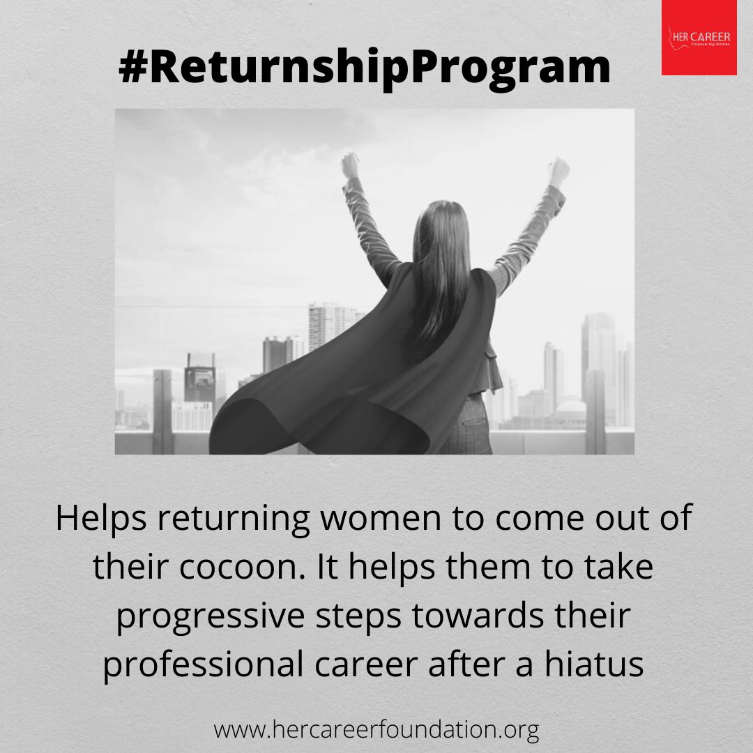 hercareer_fou's tweet photo. #ReturnshipPrograms helps returning women to come out of their cocoon, take progressive steps towards their professional career after a hiatus.  rebuilding their careers by providing them opportunities to relearn &amp; reskill &amp; rebuilt themselves  #hercareerfoundation https://t.co/YGCmpZySk1